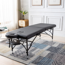 Portable Massage table,2 Section Aluminum Adjustable Folding Massage Table,PU leather Spa Bed